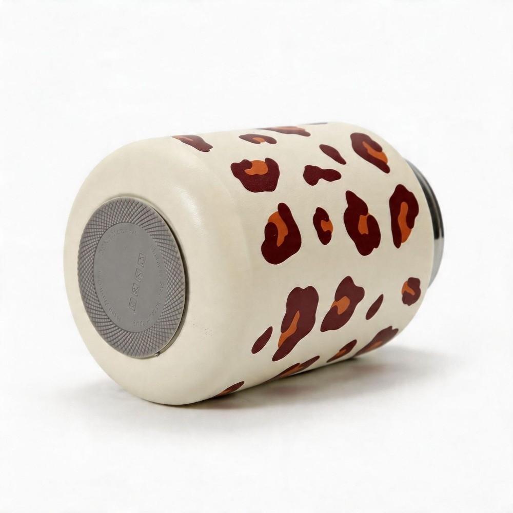 Mini Isolierte Wasserflasche Leopardenmuster Trinkwasserbecher Strohhalm Thermoskanne Küchenutensilien