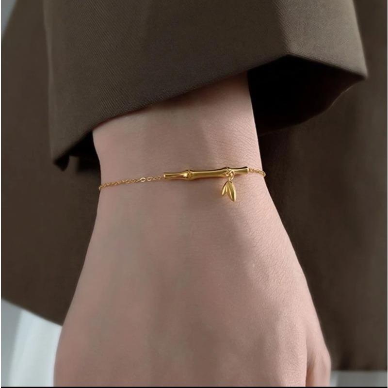 Bamboo Joint Bracelet Women’s Titanium Steel Tarnish Free Minimalist Stackable Symbol Jewelry United States