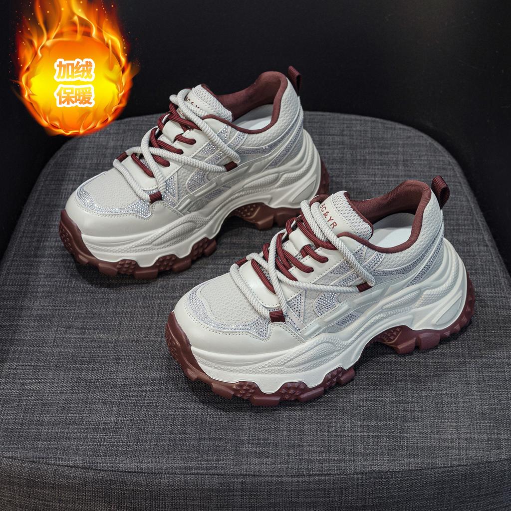 Spring New Super Fire Rhinestone Casual Sneakers Daddy Shoes Thick-soled Women's Shoes