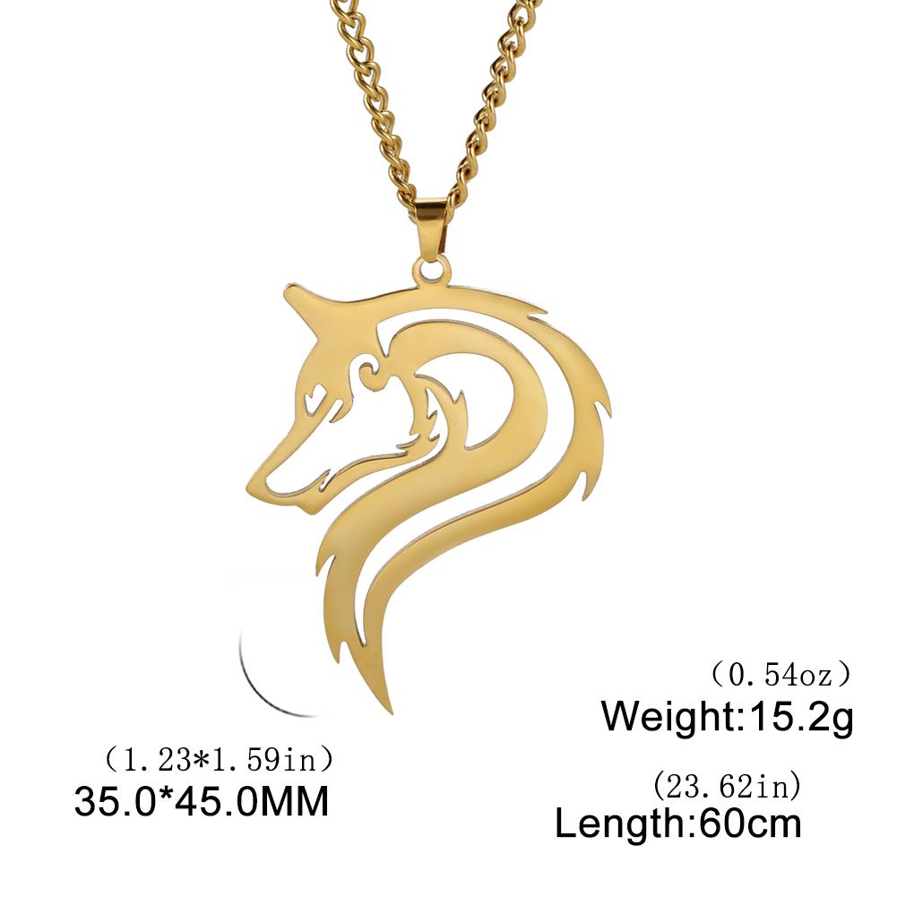 Ancient Fenrir Wolf Necklace Stainless Steel Pendant Tribal Jewelry Gift for Men and Women