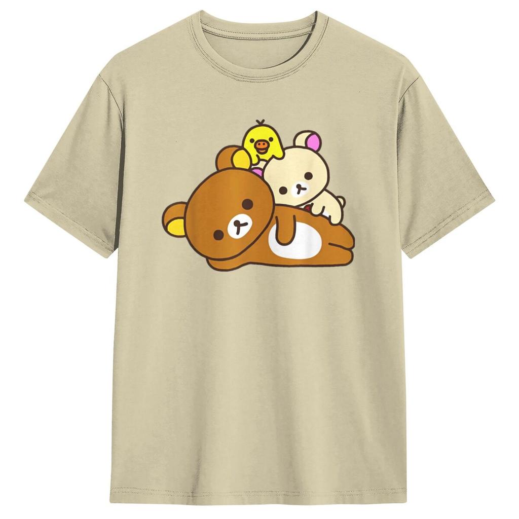 Men Women T Shirt Rilakkuma Bear Face T-Shirts Fashion Beach Tee Shirt Y2K Basic Pattern Cotton Clothes Gift Idea