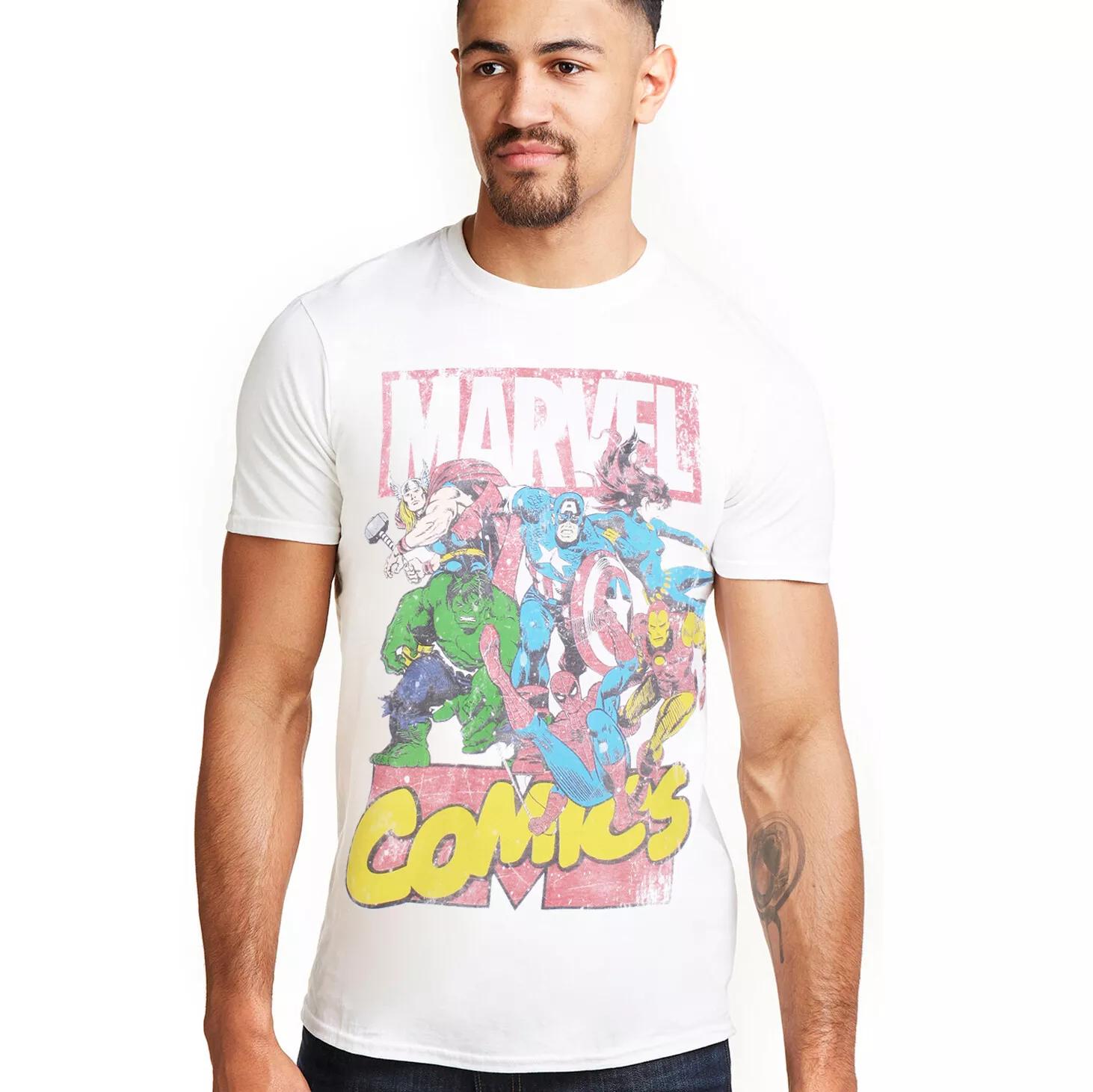 Official Marvel Mens Avengers Characters T-shirt White S-XXL S