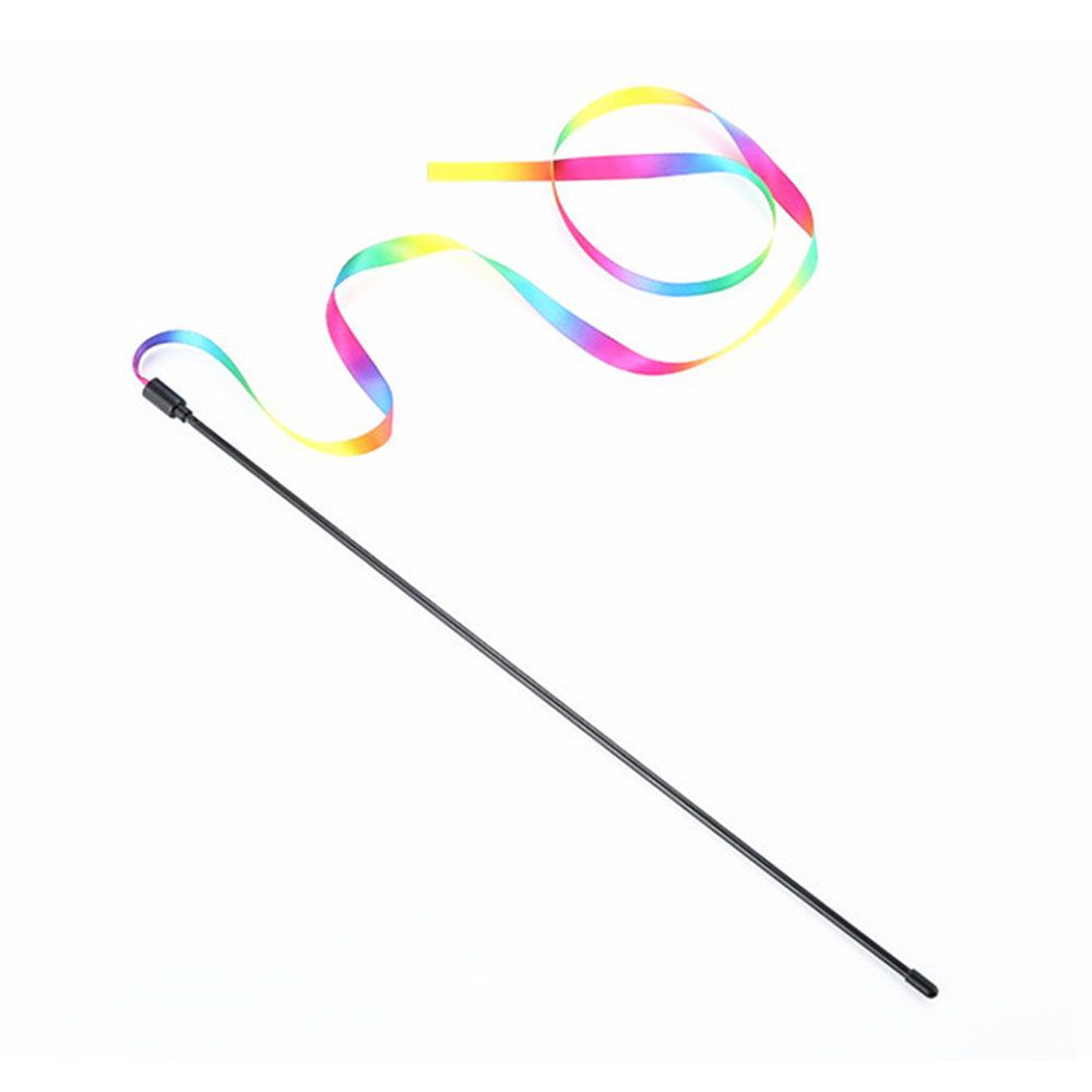 New Rainbow Ribbon Double-sided Cat Toys Cat Supplies Interactive Stick Teaser Wand