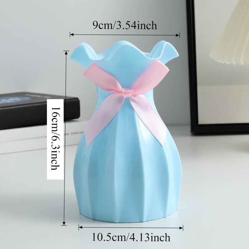 Moderne Plastik-Blumenvase Wasserwellen-Blumentopf 1/2 Stück Körbe Ästhetische Raumdekoration Wohnzimmerdekorationen Ornamente Jarron