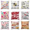 Home Decor Valentine Love Phrases Cushion Cover Decor Pattern Cushion Cover Suitable for Sofa Bedroom Car Pillow Cover
