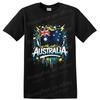 Australia Flag T Shirt Patriotic Blue Yellow Paint Splash Graphic Tee Gift Art