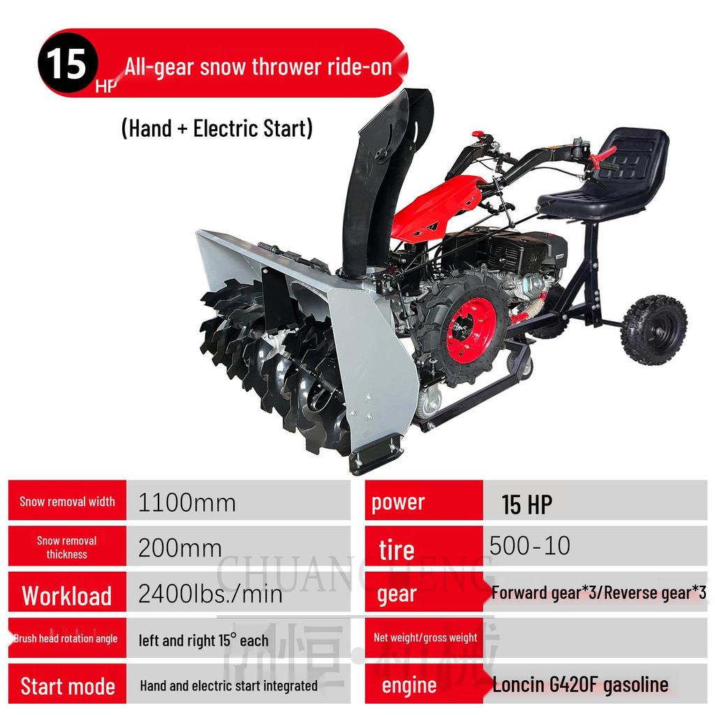 Compact Hand-Push Snow Sweeper for Efficient Road and Community Snow Removal