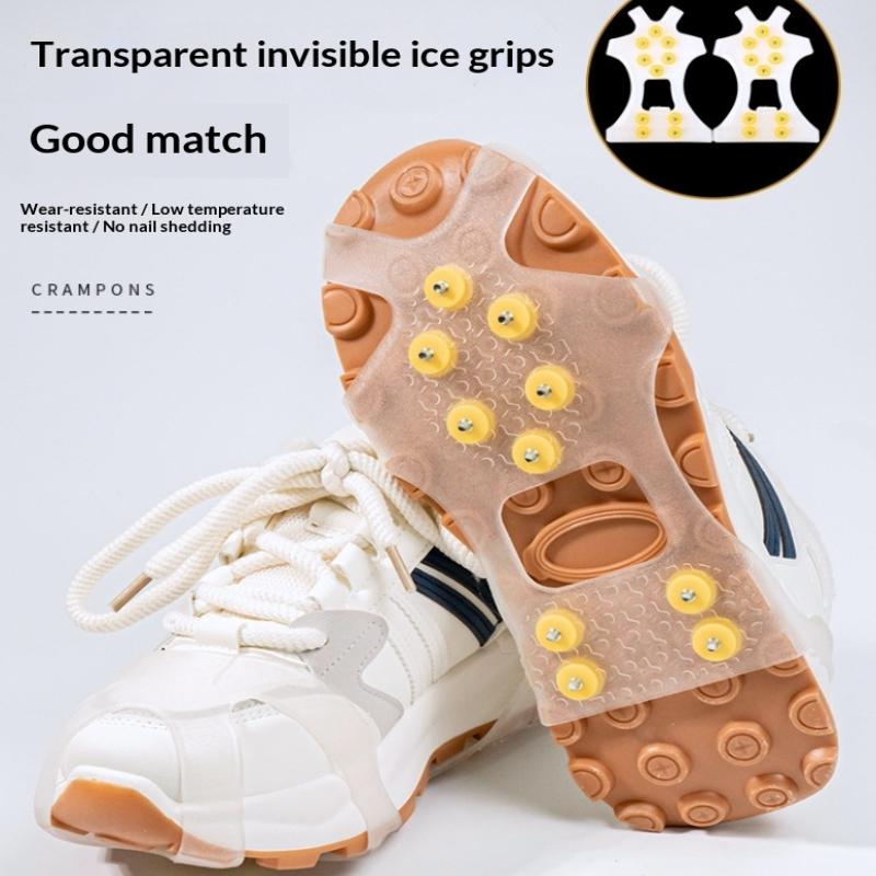 10 Studs Snow Ice Claw Anti-Skid Snow Ice Thermo Plastic Elastomer Climbing Shoes Spikes Grips Cleats Over Shoes Covers Crampons