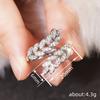 Huitan Leaf Shaped Women Opening Rings Inlaid Shining Cubic Zirconia Trendy Party Engagement Accessories Daily Versatile Jewelry