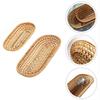 Hand-Woven Rattan Oval Storage Basket, Organizer Tray For Kitchen Accessories, Picnic Food Fruit Snack Bread Cutlery Basket