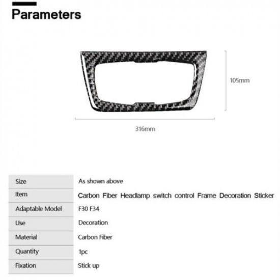 Luxury Carbon Fiber Headlight Switch Interior Trim Sticker For BMW 3 4 F30 F34