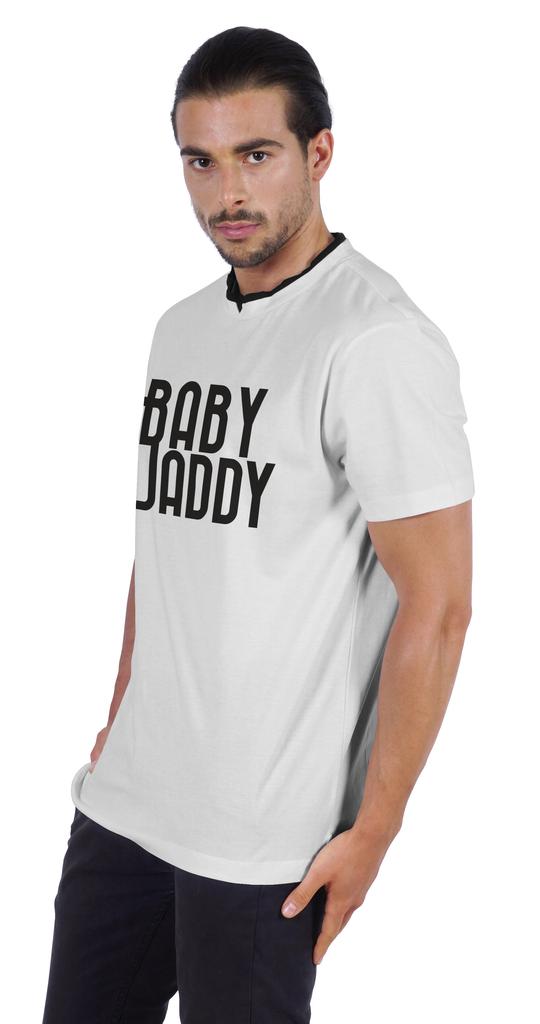 Inkmeso Men  s Graphic Quote   Baby Daddy   Tshirt For Dads Round Neck with V Cut
