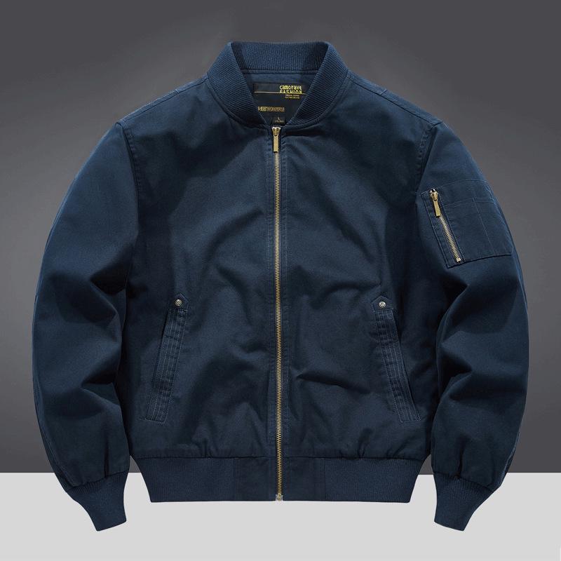 2026 Herren Pilotenjacke aus reiner Baumwolle, Frühling/Herbst Lockerer Schnitt, Große Größen, Arbeitskleidung im Baseball-Stil, Leicht.