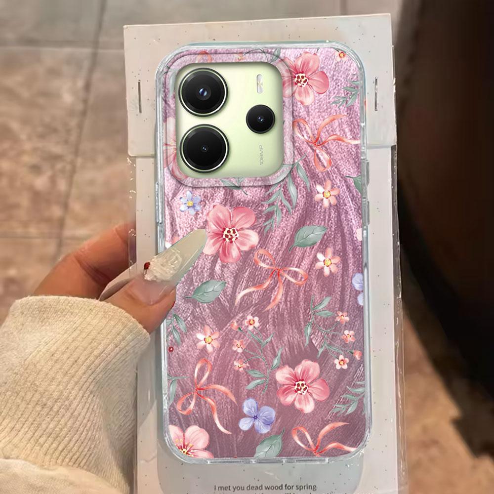 Cherry Bow Multiple Cats Phone Case for Xiaomi Redmi 14C 13C 13T 14T A5 A4 A3 Note 14 13 Pro Poco X5 Shell Silicone Back Cover