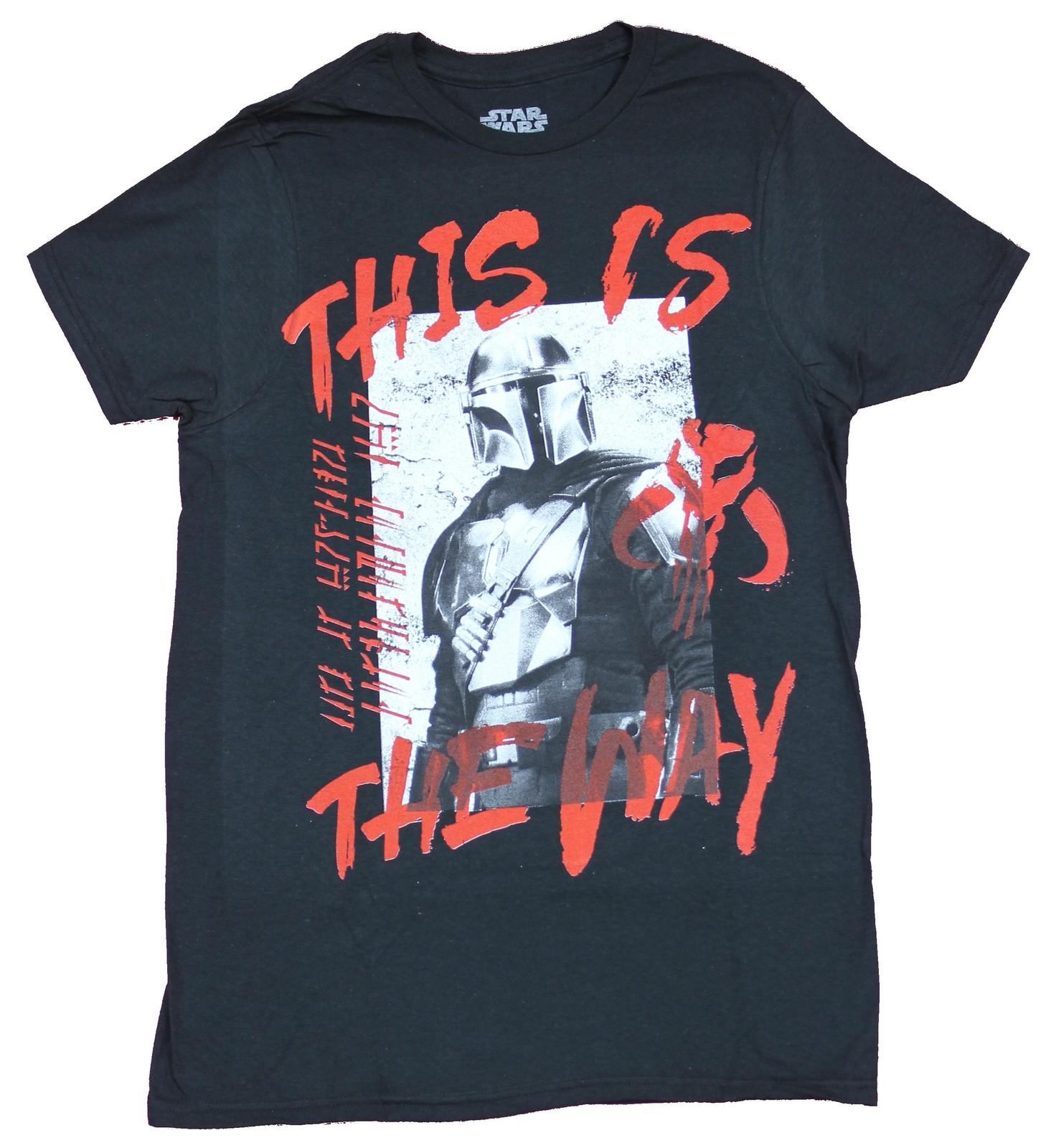 Star Wars The Mandalorian Adult New T-Shirt - This is the Way Script Over Photo XXXL