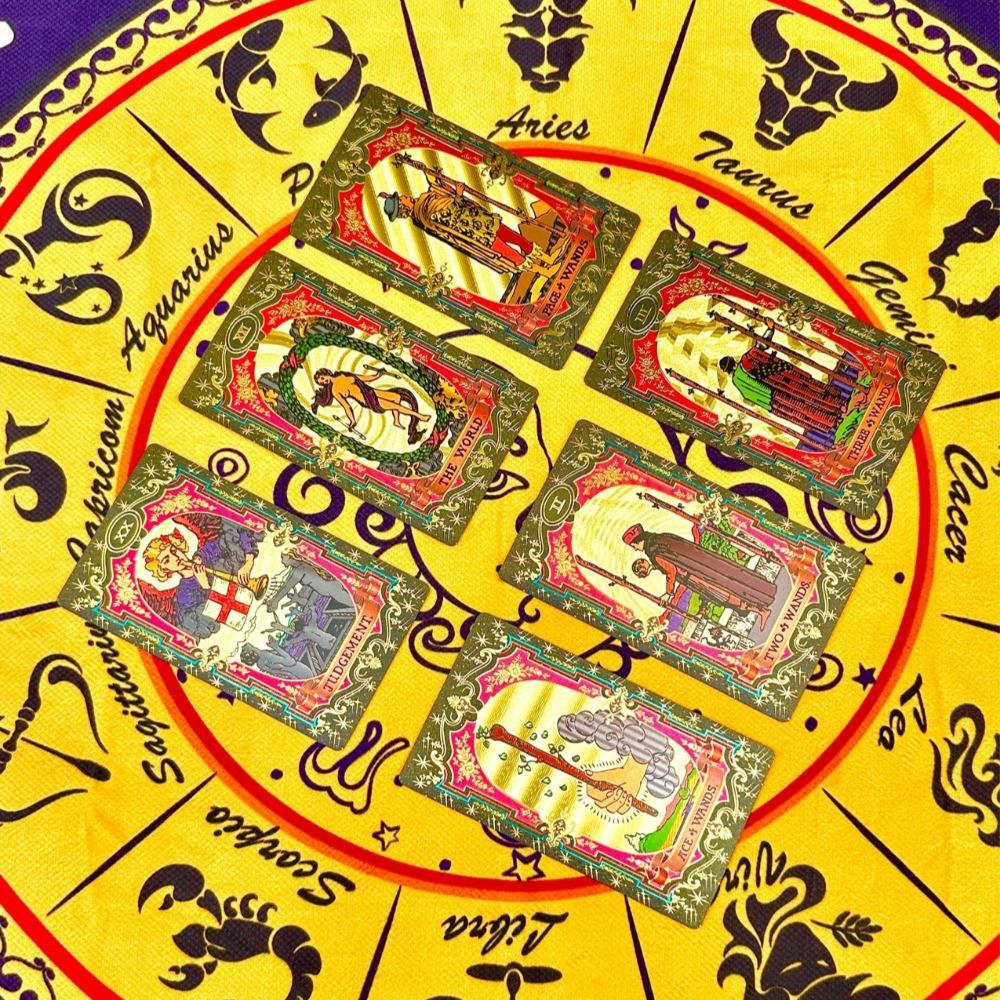 12 Zodii Aur Negru Folie Aurie Celesti Deck Tarot Rider Waite 78 Cărți PVC Impermeabile Rezistente la Uzură 12*7cm
