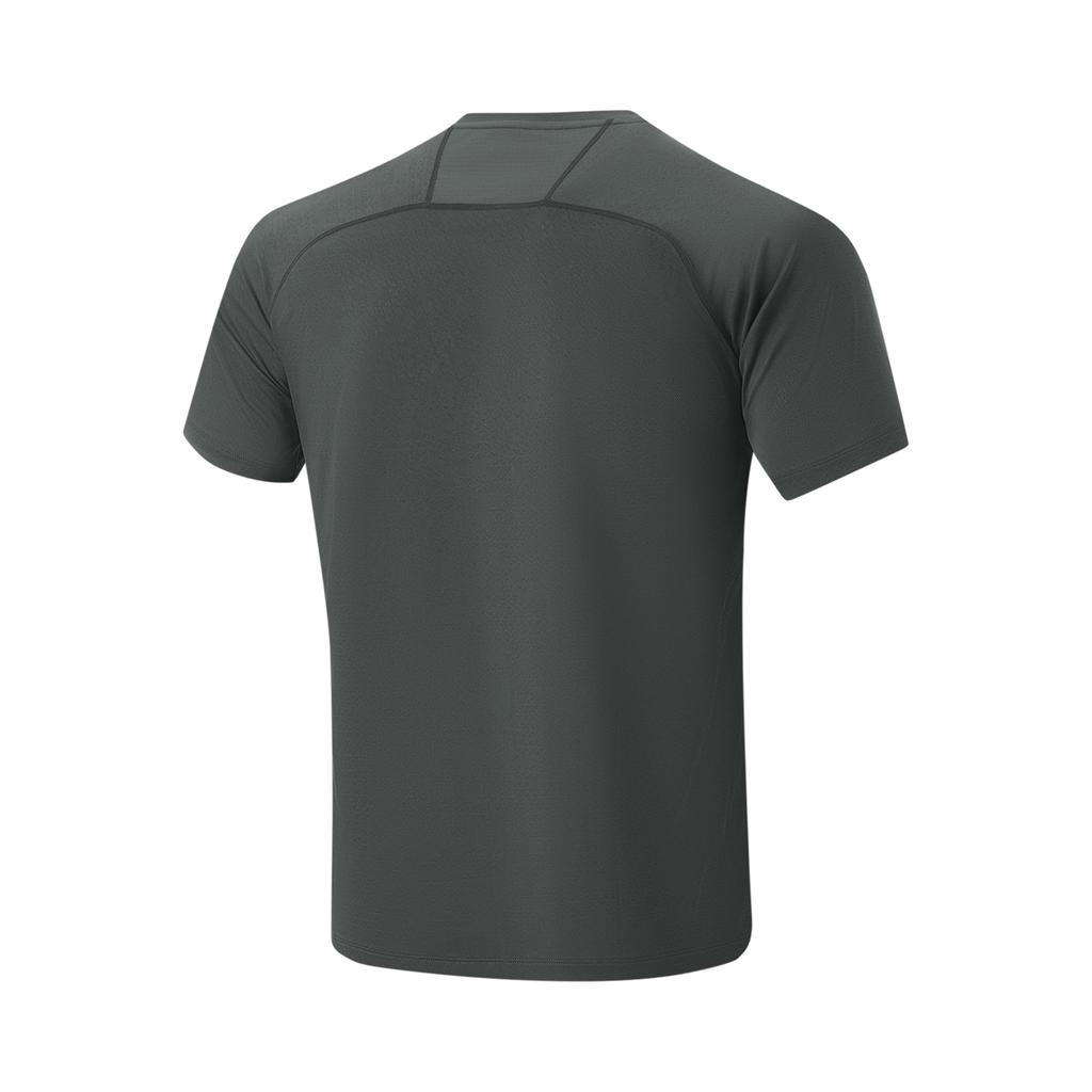 Li-Ning Wade Series Letter Round Neck Comfortable Versatile Breathable Short Sleeve T-Shirt Men Tops Slate-Gray ATSU071-1