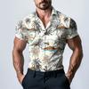 Men's Fashion Printed Satin Short Sleeve Shirt Top