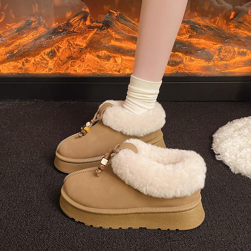 

2025 осень и зима новая толщина однопедальные набивные утолщенные теплые короткие сноубутсы повседневные универсальные женские туфли 40 хаки