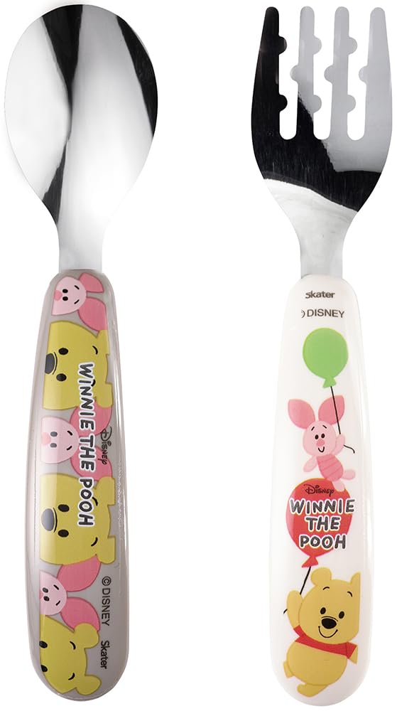 

Skater Stainless Steel Spoon and Fork Disney Winnie the Pooh Design Perfect for Baby Food Kids Set, (SFBS1-A),
