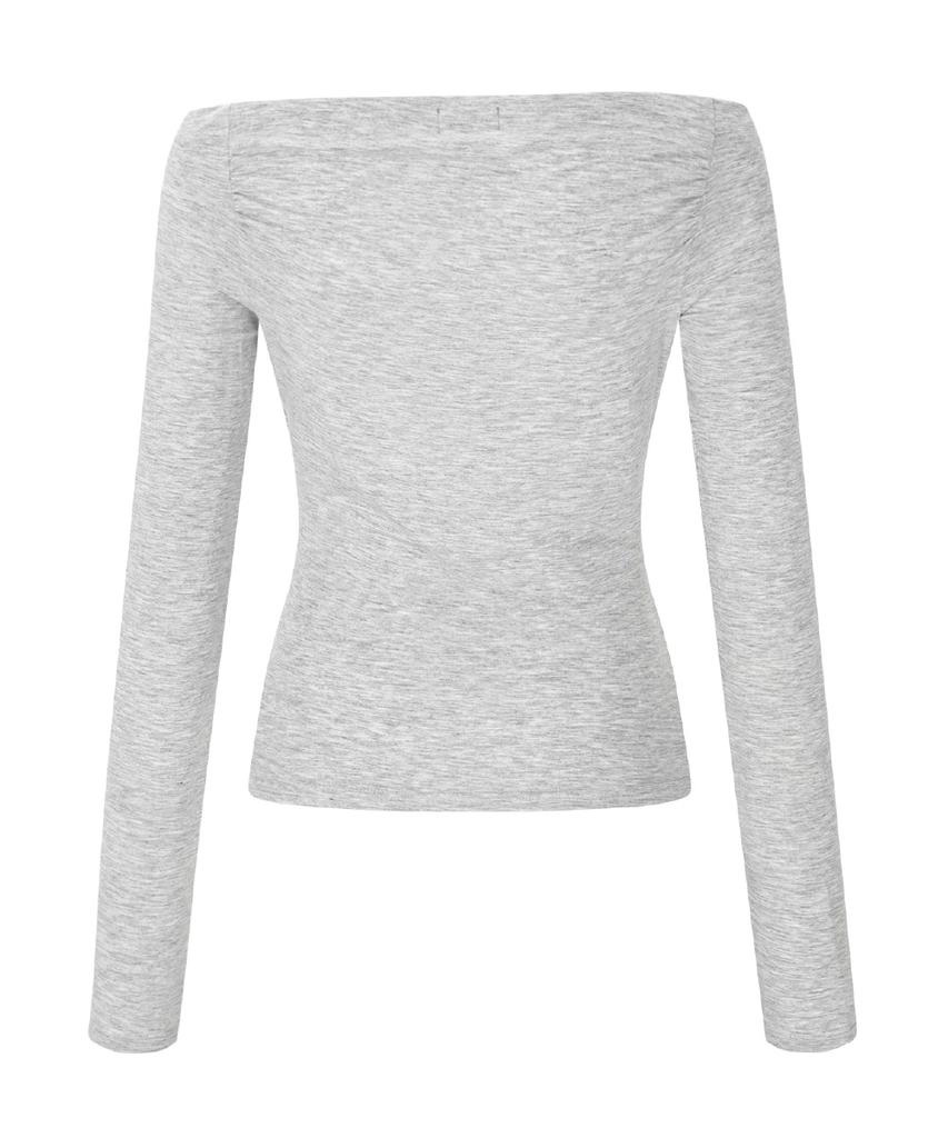 Peullijeunopallou Seni Long Off-Shoulder Top (White Melange)