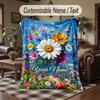 Floral Garden Art 1 Theme Throw Blanket Custom Name Text Personalized Blanket Soft Cozy Blanket for Home Sofa Bed