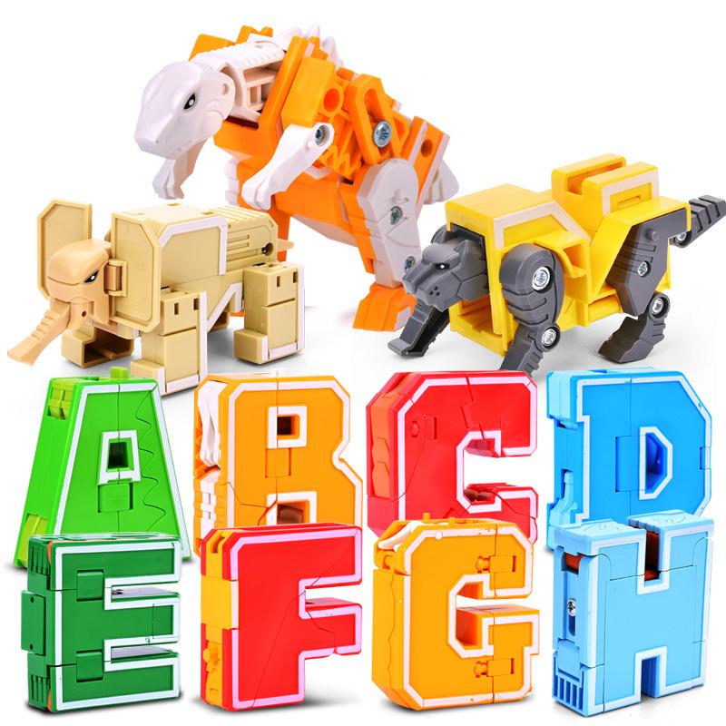 GUDI Newle 2926 Transforming Alphabet Dinosaur Robot - Compatible with Lego Bricks for Educational Assembly (Boys)