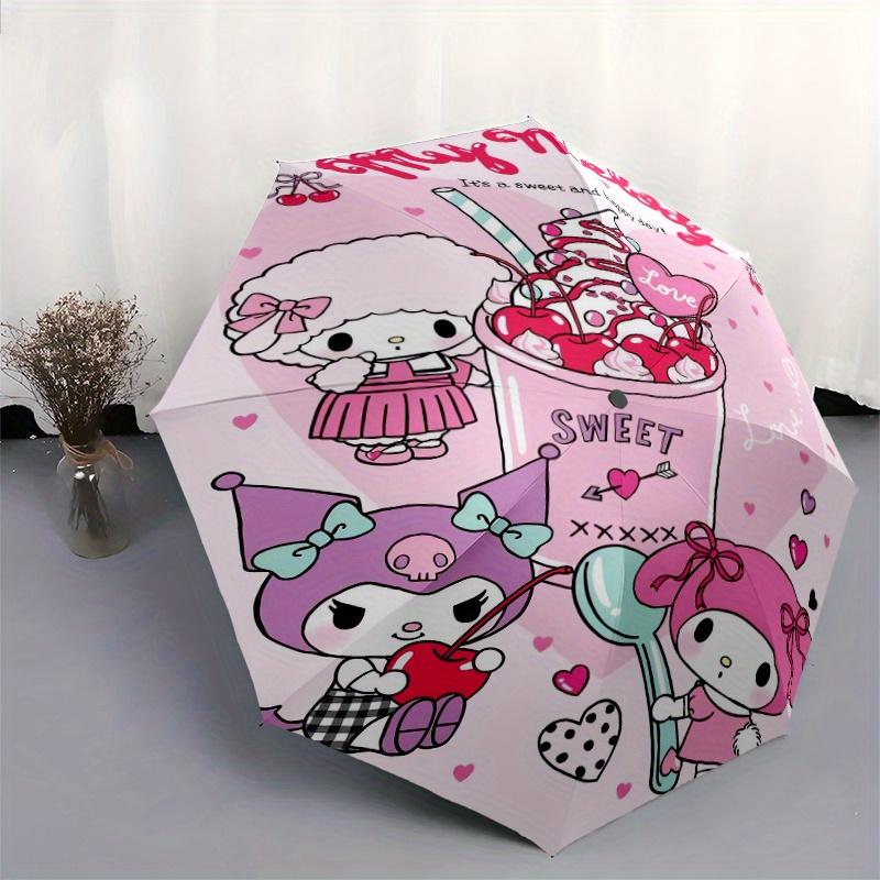 Love Sweet My Melody Automatic Open/CloseUmbrella-CuteUmbrella with Cute Design, Portable 3-Fold Compact Umbrella for Men & Women, Valentine's Day Mot