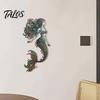 Metal Mermaid Wall Art Decoration, Three-dimensional Hollow Iron Weather Resistant Sculpture, Retro Ocean Style Hanging Figures Rustic for Patios