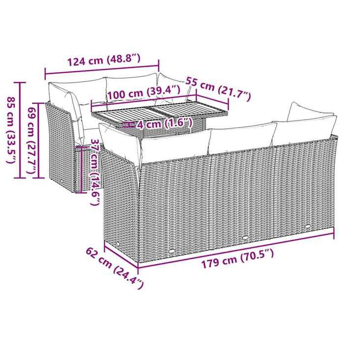 VidaXL Salon de jardin avec coussins 6 pcs beige résine tressée, ensemble de canapés d'extérieur, salon de jardin, ensemble 3326887
