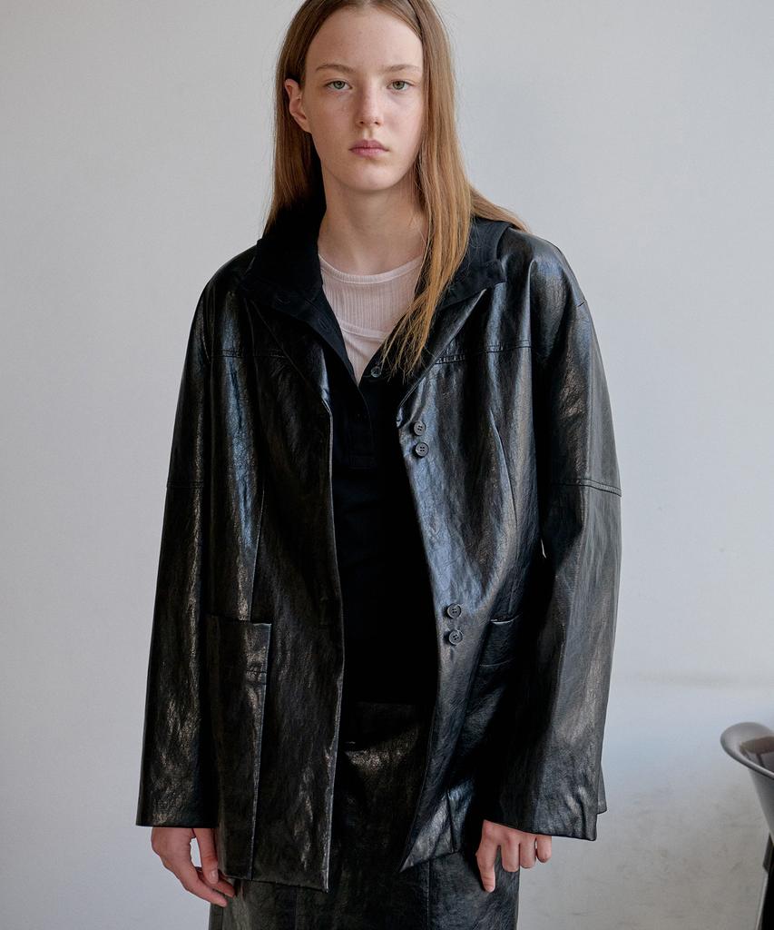 Ahwe Fake Leather Jacket_Black