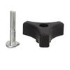 Black Plastic Lawn Mower Triangle Handle Knob Screw Bolt Replacement Lawn Machine Accessories
