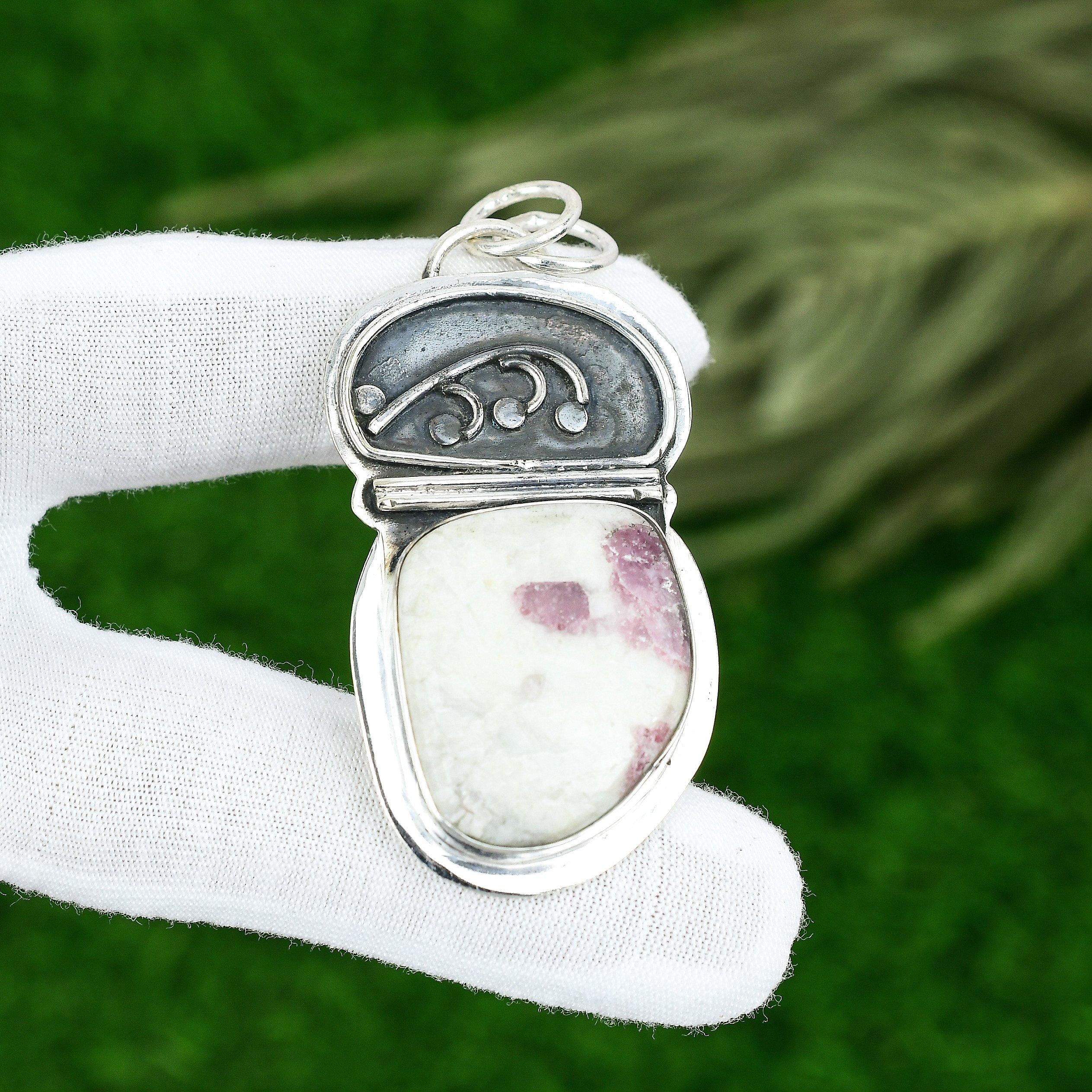 День матери Сделка Серебро 925 пробы Розовый турмалин Камень Безель Подвеска Ювелирное изделие