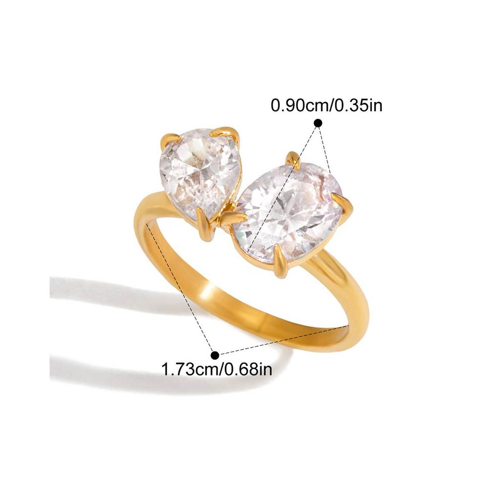 Yori White Colorful Shiny Cubic Zirconium Metal Geometric Creative Ring Women Daily Fashion Jewelry Accessories Gift