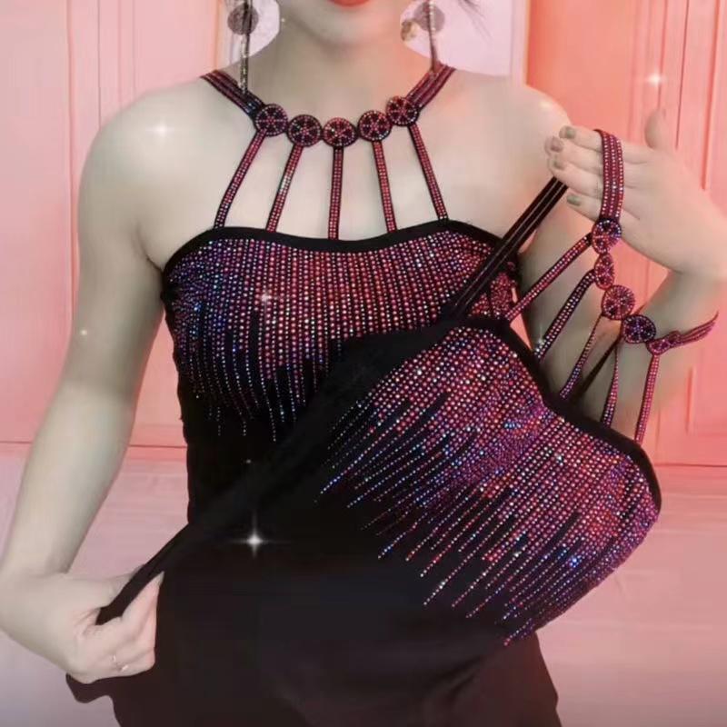 

Женская эластичная майка с мягкой подкладкой, новый топ с эффектом пуш-ап, блестящие стразы, сексуальные майки на бретелях, жилет, укороченный топ, пляжный женский топ с бриллиантами L