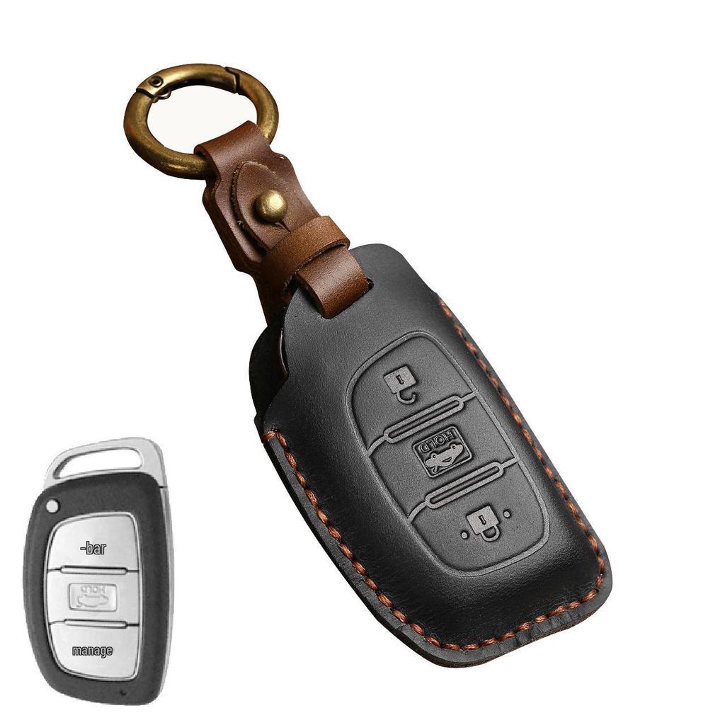 Premium Genuine Leather Key Case for Hyundai IX35, Sonata, Elantra, Verna, and Mistra - Protective Shell
