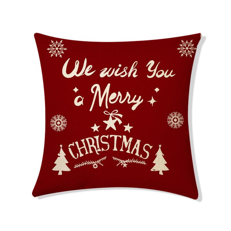 Christmas Snowflake Letter Pattern Throw Pillow Cover With Short Plush Print For Living Room Sofa Decoration Cushion Cover
