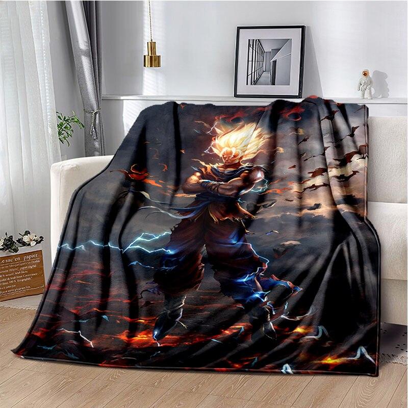 Japanese portable Dragon Cartoon Ball flannelette lightweight thin sheet sofa cover family office casual warm throw blanket.