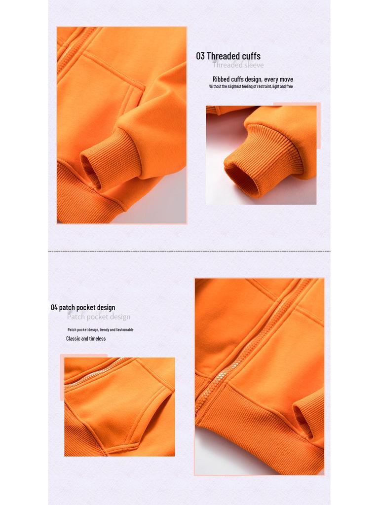 Kinder Winter Fleece-gefütterter Zip-Up Hoodie mit aufgesetzten Taschen – Anpassbare einfarbige Jacke für Schuluniformen