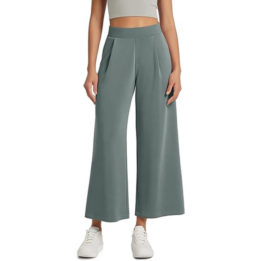 Women High Waist Wide Leg Cropped Pants Casual Loose Fit Trousers with Pockets Suitable for Everyday Wear