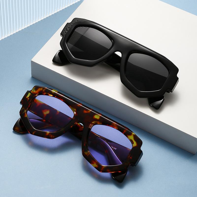 SO&EI Fashion Irregular Square Women Sunglasses Shades UV400 Retro Blue Purple Men Sun Glasses
