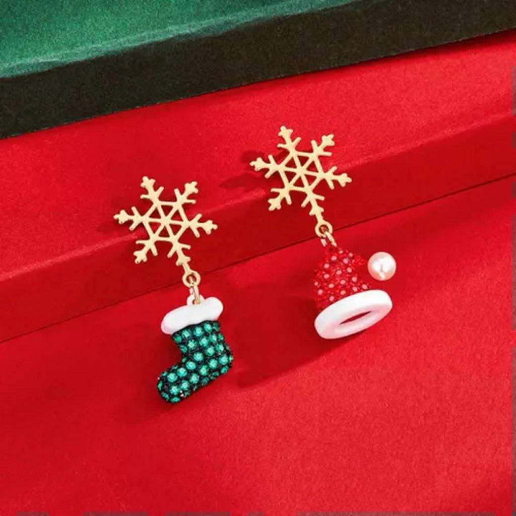 Christmas Santa Claus Snowflake Crystal Ear Stud Earrings Dangle Jewellery Women-Christmas Earrings#8