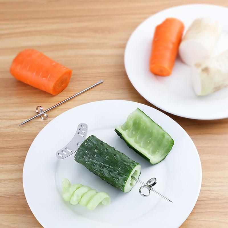Vegetables Spiral Knife Carving Potato Carrot Cucumber Salad Chopper Manual Screw Slicer Spiralizer