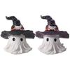 White Halloween Ghost Figurine Cute Halloween Ornaments Hat Ghost Statue  Halloween Festive Party