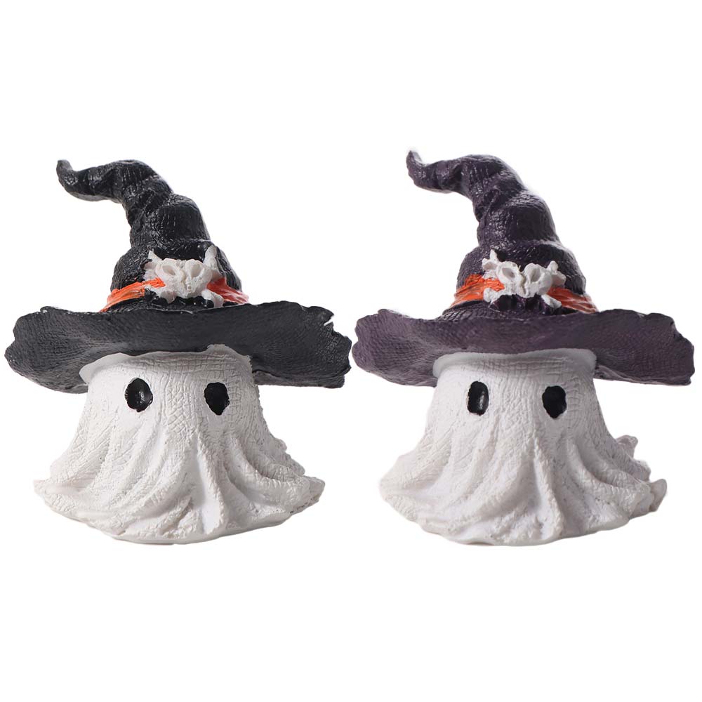 White Halloween Ghost Figurine Cute Halloween Ornaments Hat Ghost Statue  Halloween Festive Party