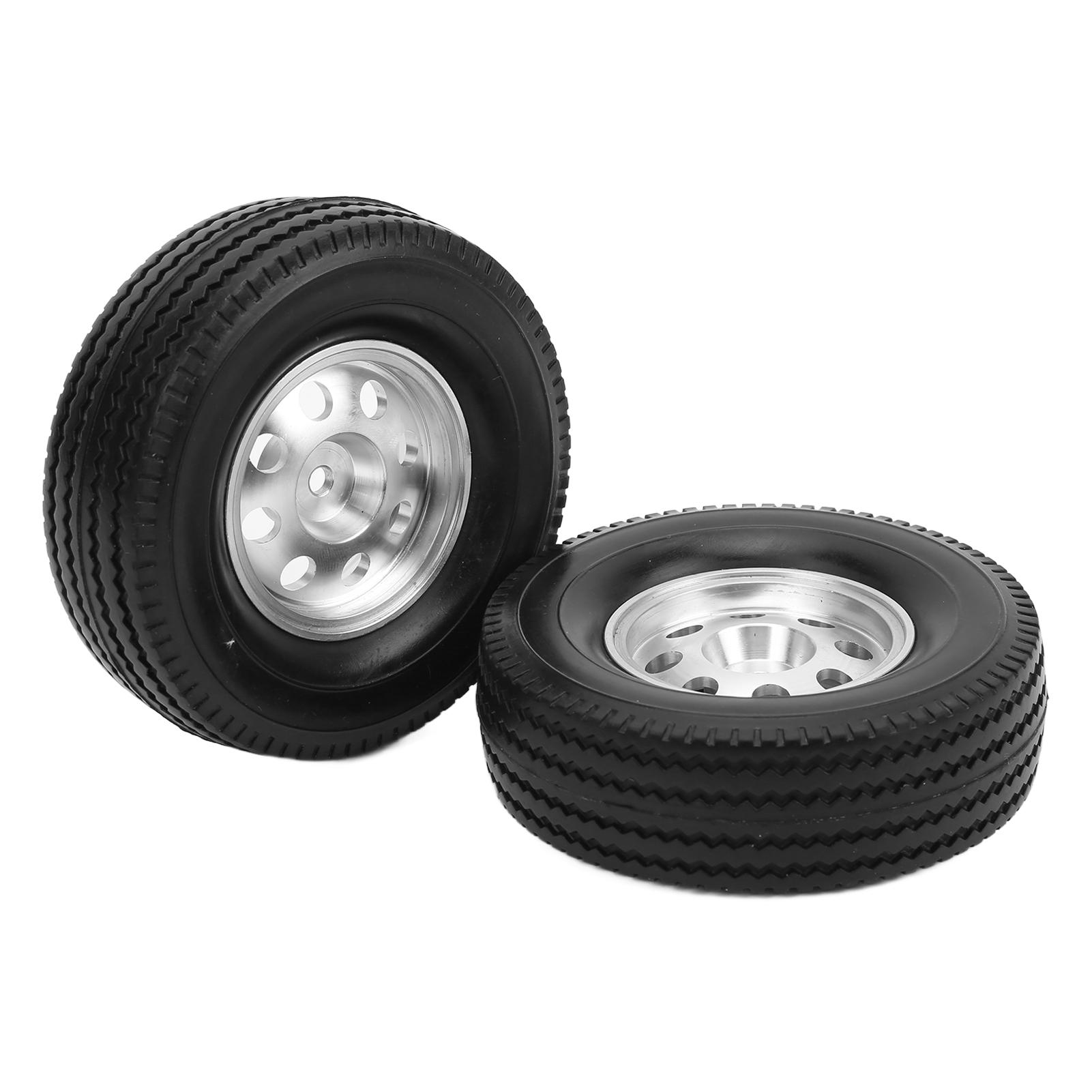 

2PCS CNC Metal Wheel Rims Hubs and Rubber Tires Kit for Tamiya Tractor Truck 114 RC Car