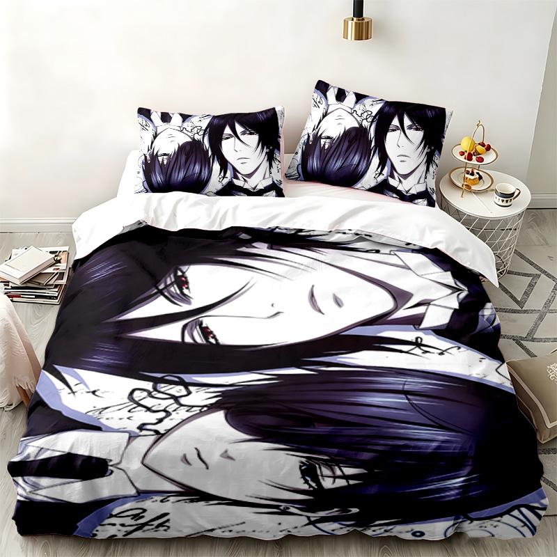 Black Butler 3pc set Perfect for bedroom use Comfortable bedding set includes a duvet cover and two pillowcases Ideal birthday or Christmas gift