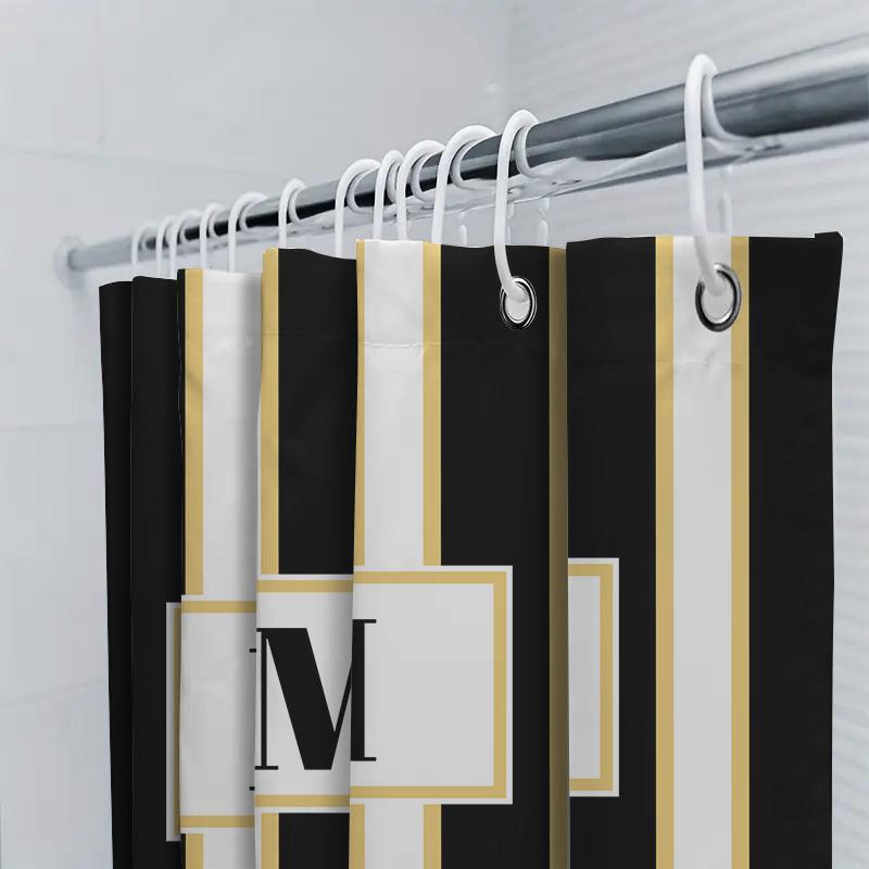 Grön Guld Marmor Duschdraperi Lyxig Badrumsdekoration, Vattentätt Tyg, Modern Heminredningsdetalj (75X180Cm)