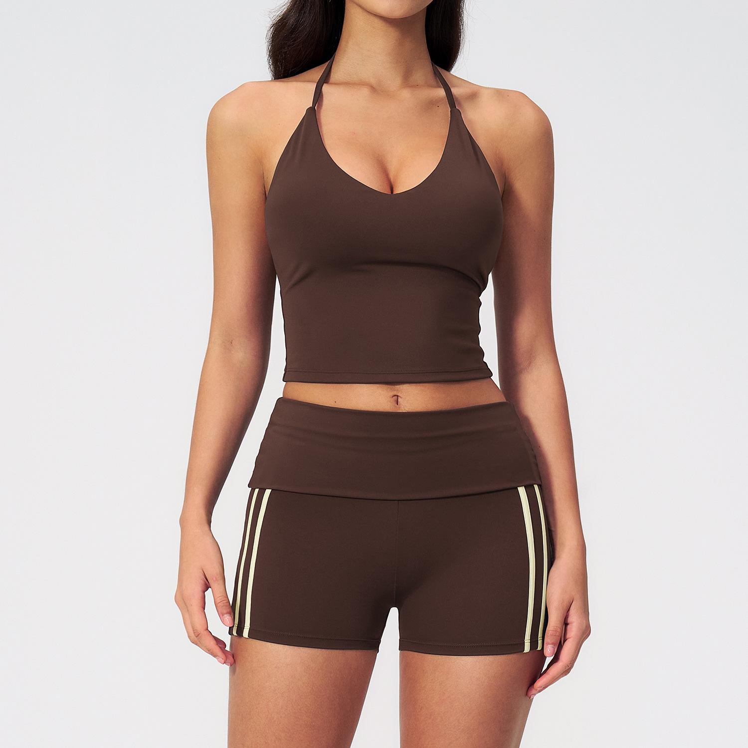 Dare to Show High-Waisted Nude Yoga Suit: Halter Backless Bodycon Set for Outdoor Running & Fitness