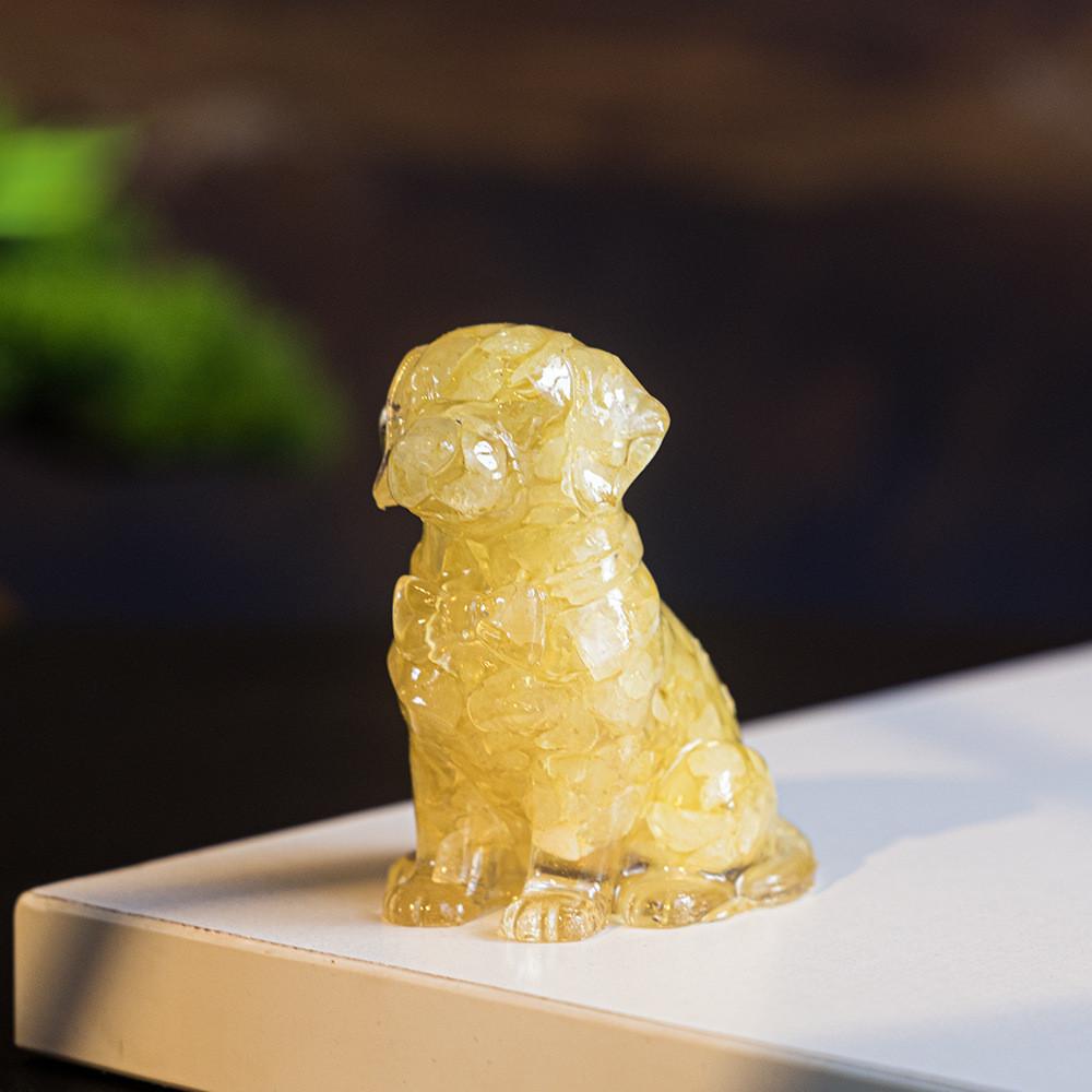 Resin Crystal Dogs Snow Shih Tzu And Golden Retriever Home Decor Gift For Animal Lovers